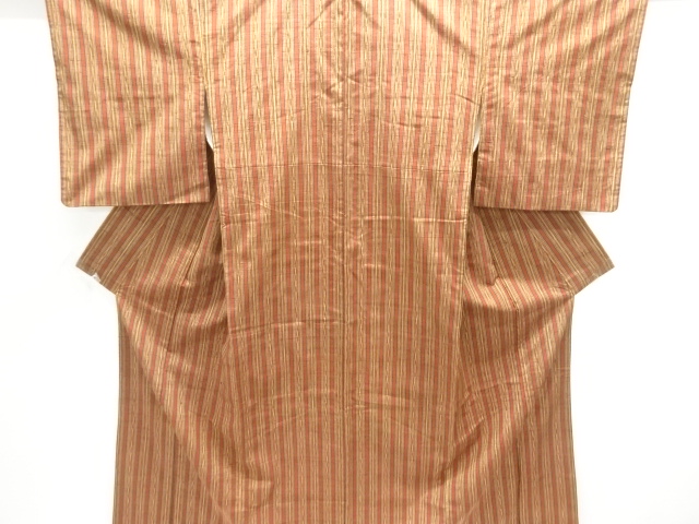 縞織出し手織り紬着物